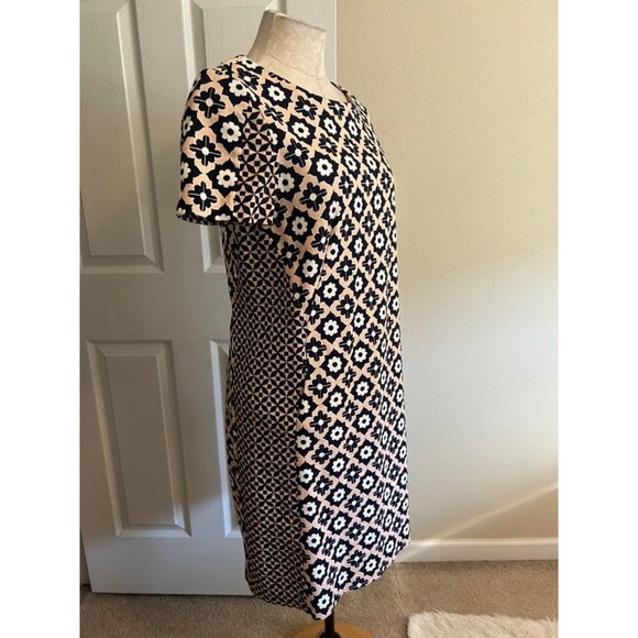 Boden Dress 6 L Pink Blue Ivory Short Sleeve Stretch Cotton Pockets Washable - Picture 9 of 12